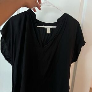 Black V-Neck Women's Top